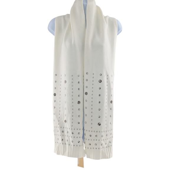 Michael Kors White Knit Studded Scarf - Picture 2 of 10
